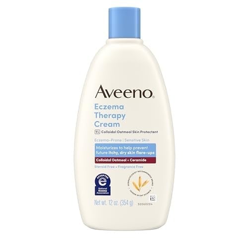 Aveeno Egzama Terapisi Günlük Nemlendirici Krem Hassas Ciltler için, Koloidal Yulaf ezmesi ile Kuru, Kaşıntılı ve Tahriş Olmayan Ciltler için, Steroidsiz ve Kokusuz, 12 ml