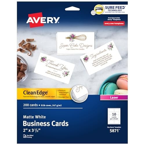 Avery Clean Edge Yazdırılabilir Kartvizitler, Emin Besleme Teknolojisi, 2
