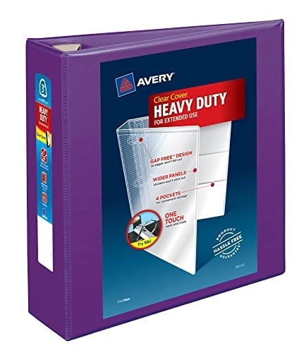 Avery Heavy-Duty View 3 halkalı klasör, 3 inç One Touch EZD halkalar, 1 lila ciltleme (79810)