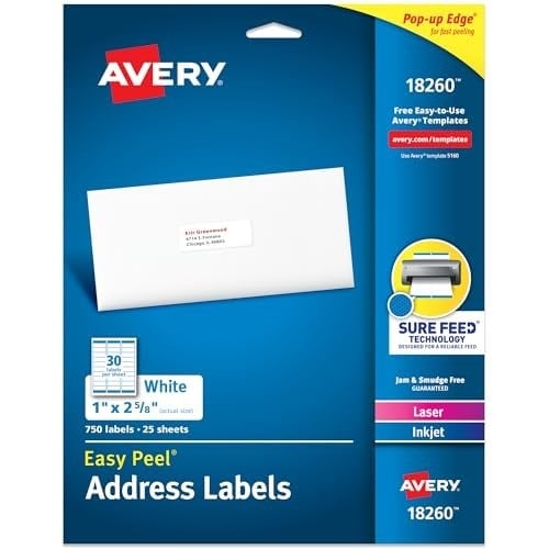 Avery Kolay Soyulabilir Basılabilir Adres Etiketleri, Emin Besleme, 1