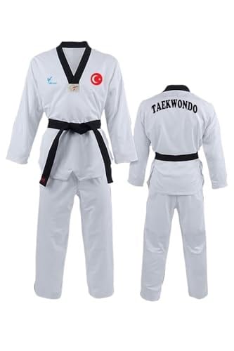 Ay Yıldız Baskılı Siyah Yaka Taekwondo Elbisesi Dobok Tekvando Elbisesi