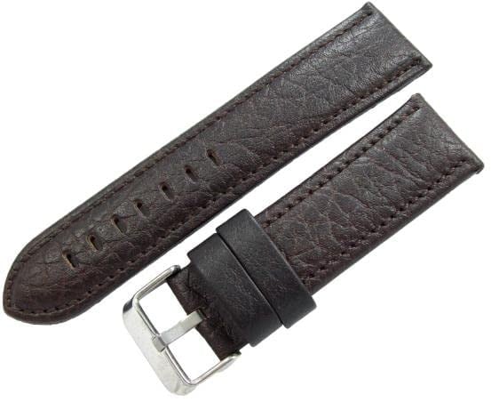 Azzuro Deri Saat Kordonu 24mm Koyu Kahverengi Kayış Çatlak Desen