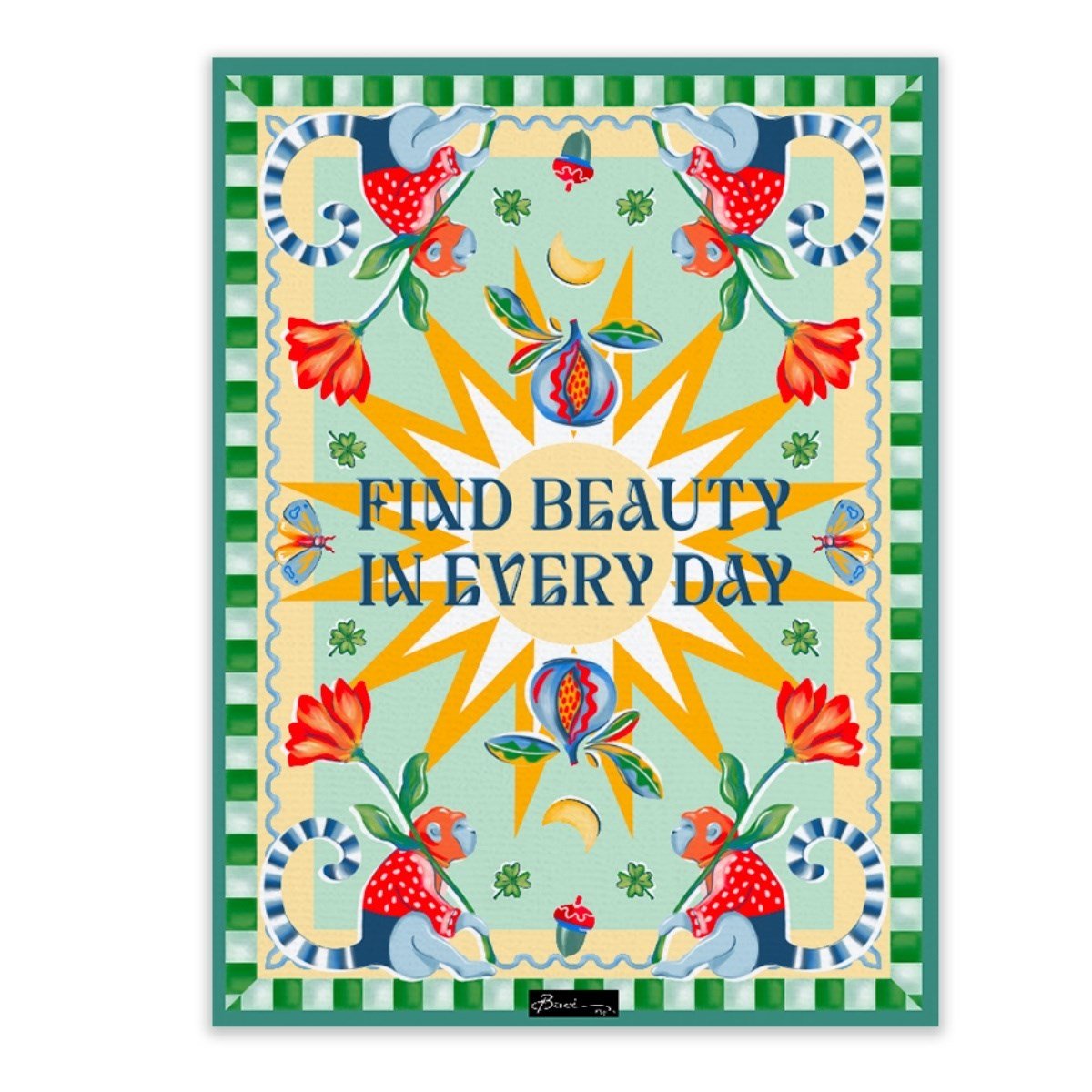 Baci Milano Dolce Far Niente Çiçek Desenli Renkli Pamuklu ve Polyester Mutfak Havlusu 45 x 60 cm