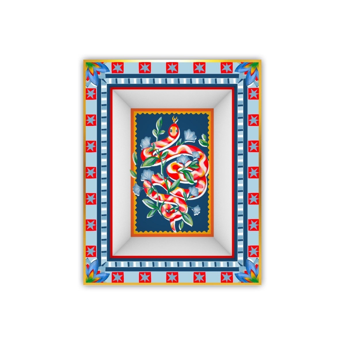 Baci Milano Dolce Far Niente Mavi Desenli Dikdörtgen Porselen Tabak 19,5x15,5 cm