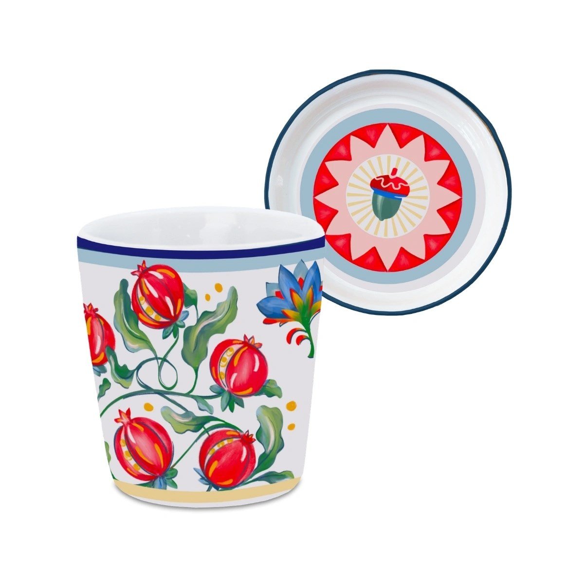 Baci Milano Dolce Far Niente Nar Desenli Kapaklı/Tabaklı Espresso Bardağı   Ø 5,5 cm, H 7 cm