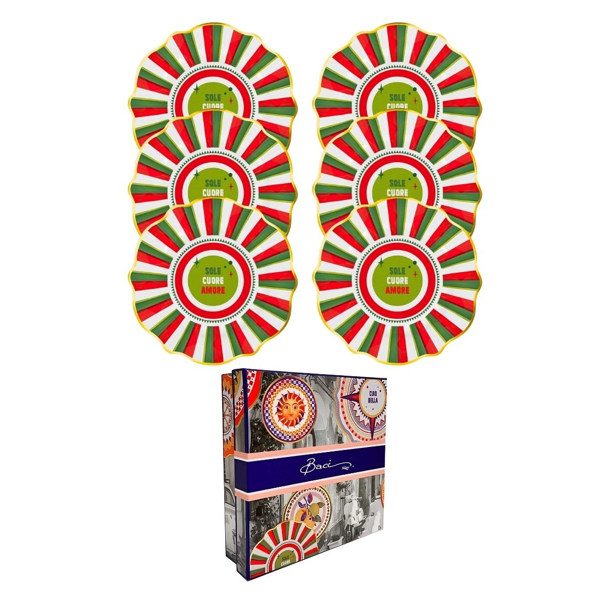 Baci Milano Dolce Vita 6'lı Amore Pasta Tabağı 21 cm Porselen