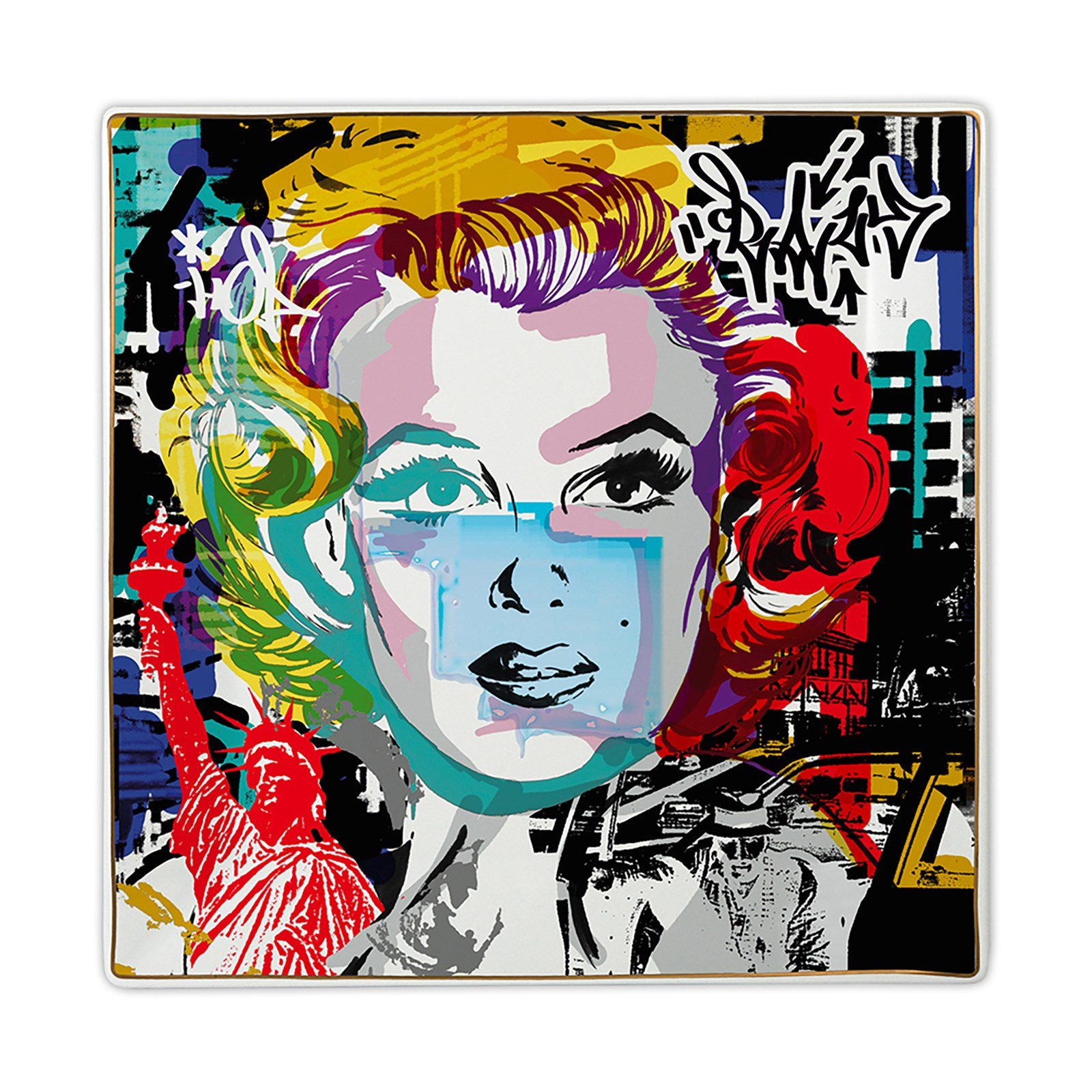 Baci Milano Street Art Servis Tabağı 27 cm x 27 cm Marilyn