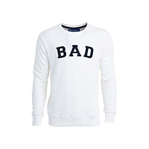 Bad Bear Bisiklet Yaka Uzun Kollu Cepsiz Nakışlı Normal Kalıp Beyaz Erkek Sweatshirt XL
