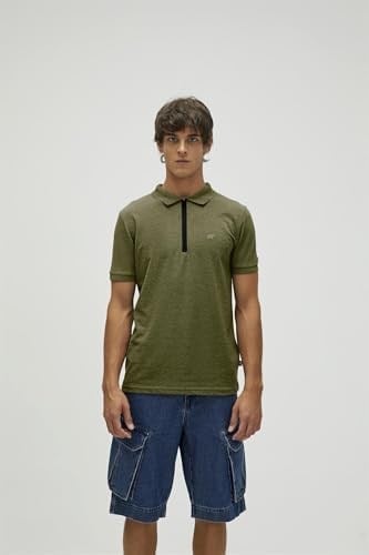 Bad Bear Cord Haki Yeşil Polo Yaka Fermuarlı Erkek T-Shirt
