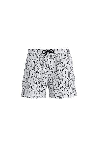 Bad Bear Erkek Desenli Beyaz Deniz Şortu - 21.01.09.011 (Off-White/M)