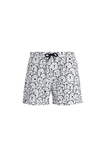 Bad Bear Erkek Desenli Beyaz Deniz Şortu - 21.01.09.011 (Off-White/M)