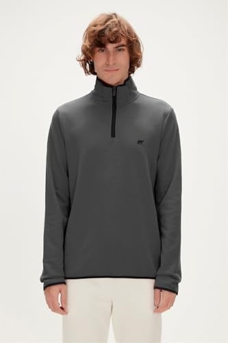 Bad Bear Erkek Koyu Gri Fermuar Yakalı Half-Zip Sweatshirt L