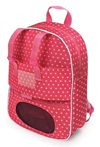 Badger Basket Bebek seyahat sırt çantası ile pelüş Freund-fach – Pembe/Star (American Kız bebekleri için uygun)