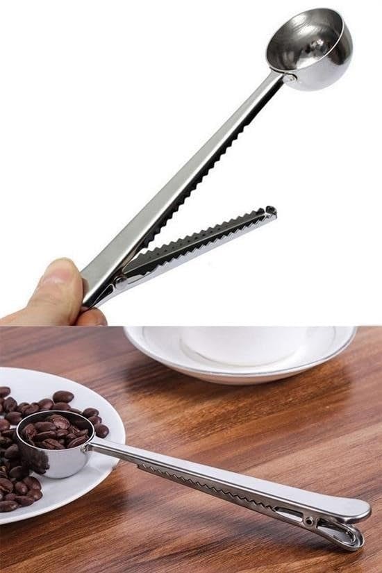 BakGelAl Mandallı Kahve Ölçü Kaşığı Çok Fonksiyonlu Paslanmaz Çelik Kaşık