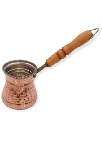 Bakır El Yapımı Ahşap Saplı Dövme Bakır Cezve Kahve Cezvesi, elf190226092025-M1B7K4