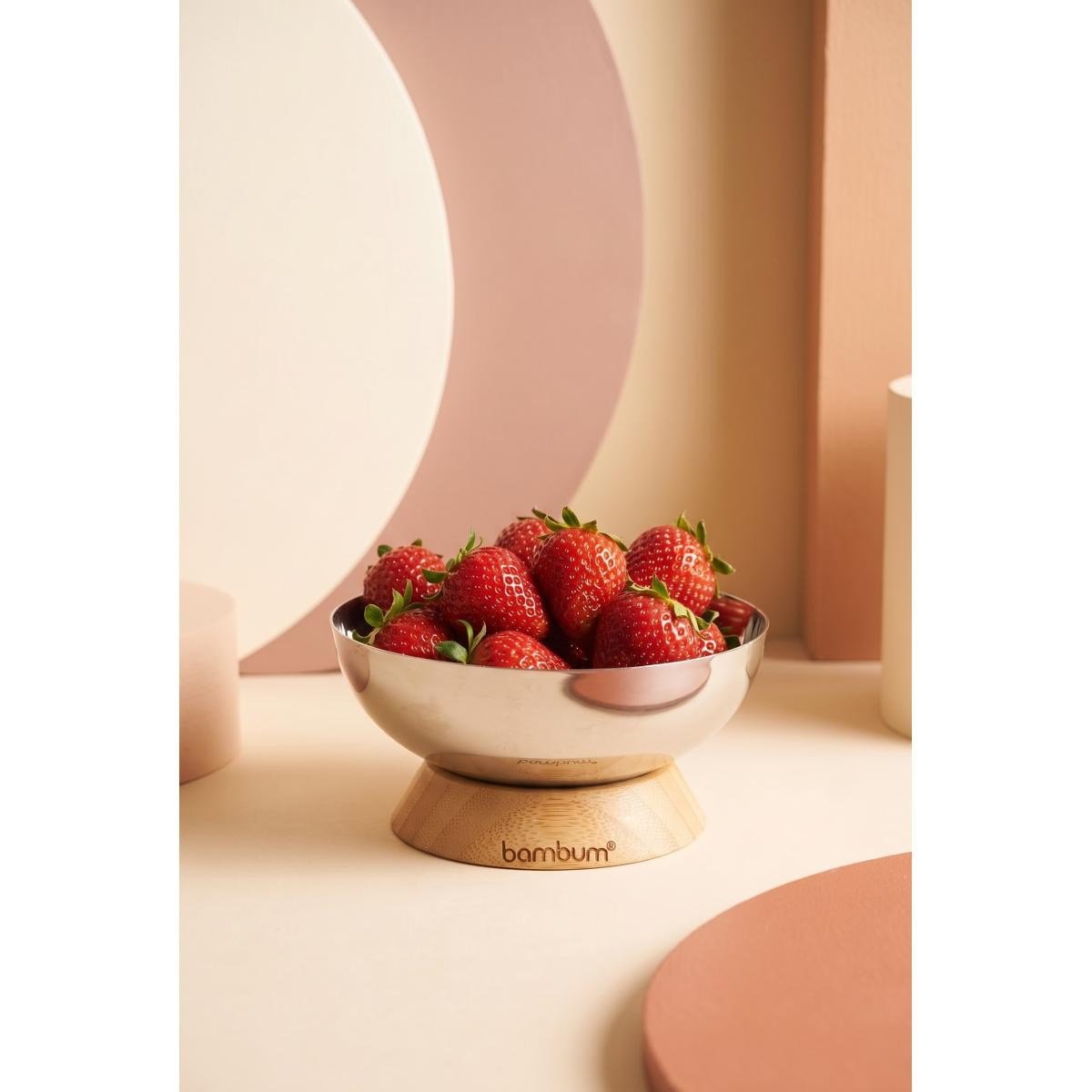 Bambum Mina - Bambu Altlıklı Çelik Sunum Tabağı 12cm