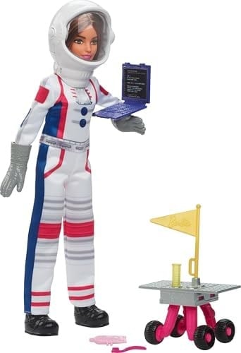 Barbie Deluxe Kariyer Bebek - Astronot Barbie Deluxe Kariyer Bebek - Astronot, tekerlekli keşif aracı ve uzay kaskı dahil 10 aksesuar HRG45