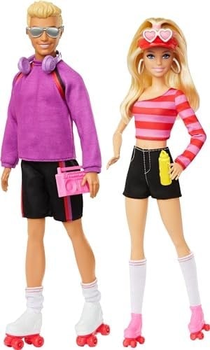 Barbie & Ken 65. Yıl 2'li Parti Bebekler Barbie & Ken 65. Yıl 2'li Parti Bebekler ve 6 aksesuarlı set, paten teması, 65. yıl dönümü HXK90