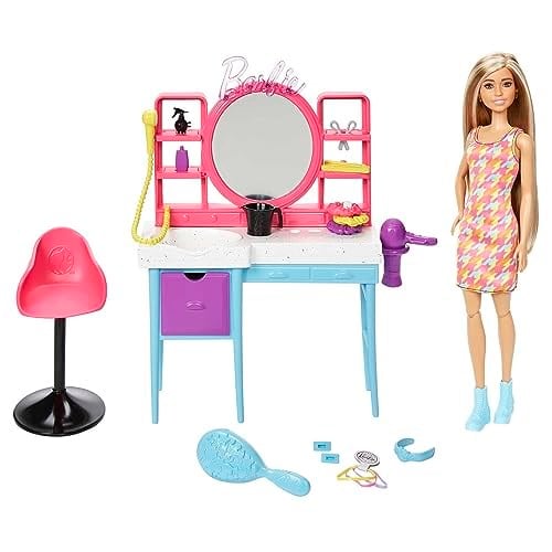 Barbie Muhteşem Kuaför Oyun Seti Renk değiştiren saç özellikli Barbie Muhteşem Kuaför oyun seti HKV00