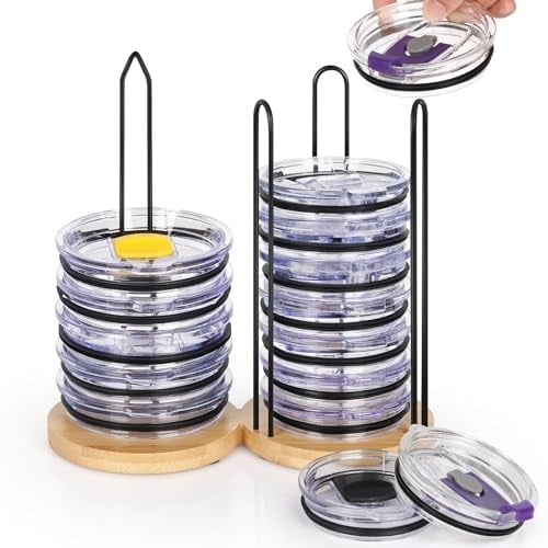 Bardak Kapağı Düzenleyici, 2'si 1 Arada İstifleme Bardak Kapağı Tutacağı, 20 Kapağa Kadar Dikey Depolama, Yerden Tasarruflu Tasarım Bardak Kapağı Düzenleyici Mutfak Dolabı ve Tezgah Organizasyonu için
