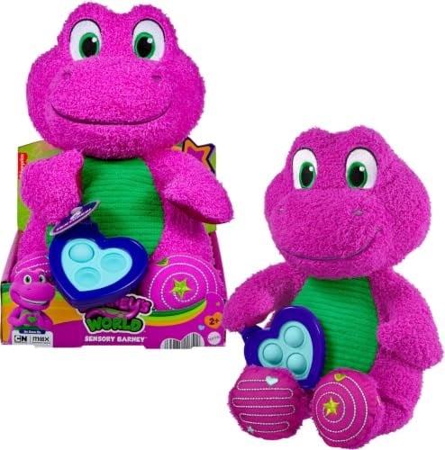 Barney pelüş oyuncağı, 2 yaş ve üzeri çocuklar için etkileşimli aktiviteler ve farklı dokular ile 32 cm'lik Fisher-Price Kalp Yapan , HYG89