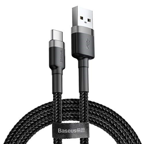 Baseus Cafule Serisi, Şarj & Data Aktarım Kablosu, Gri - Siyah, 0.5 m, 3 A, USB Kablo,USB Type A & USB Type C