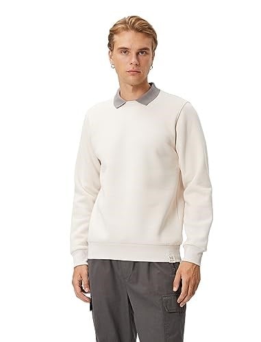 Basic Sweatshirt Polo Yaka Etiket Baskı Detaylı Ribanalı Şardonlu