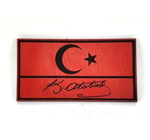 Bayrak Kemal Atatürk İmzalı Deri PEÇ - Arma - Patch
