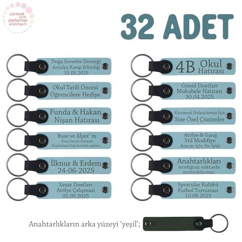 Bebek Mevlidi Hatırası Anahtarlık 32'li Set, Standart, MH-KAN8525X32, Gök Mavi & Yeşil, üniseks-bebek