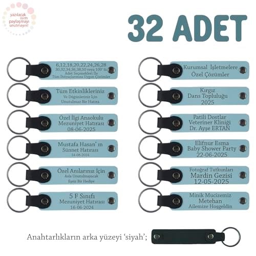 Bebek Mevlidi Hatırası Anahtarlık 32'li Set, Standart, MH-KAN8517X32, Gök Mavi & Siyah, üniseks-bebek