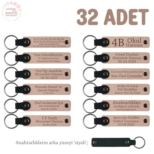 Bebek Mevlidi Hatırası Anahtarlık 32'li Set, Standart, MH-KAN8540X32, Yavru Ağzı & Siyah, üniseks-bebek