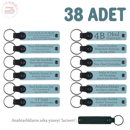 Bebek Mevlidi Hatırası Anahtarlık 38'li Set, 38'li Set, MH-KAN8539X38, Gök Mavi & Lacivert, üniseks-bebek