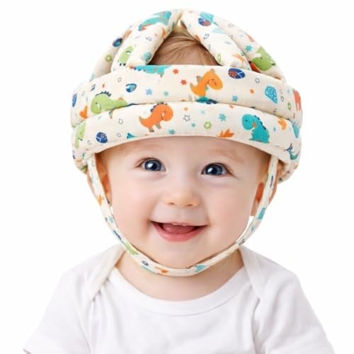 Bebek Sonbahar Koruyucu, Emekleme ve Yürüyüş için Bebek Güvenlik Kaskı, Erkek ve Kız Çocukları için Bebek Baş Koruması (6 ila 20 Ay için Uygun) - Kırmızı Dinasor