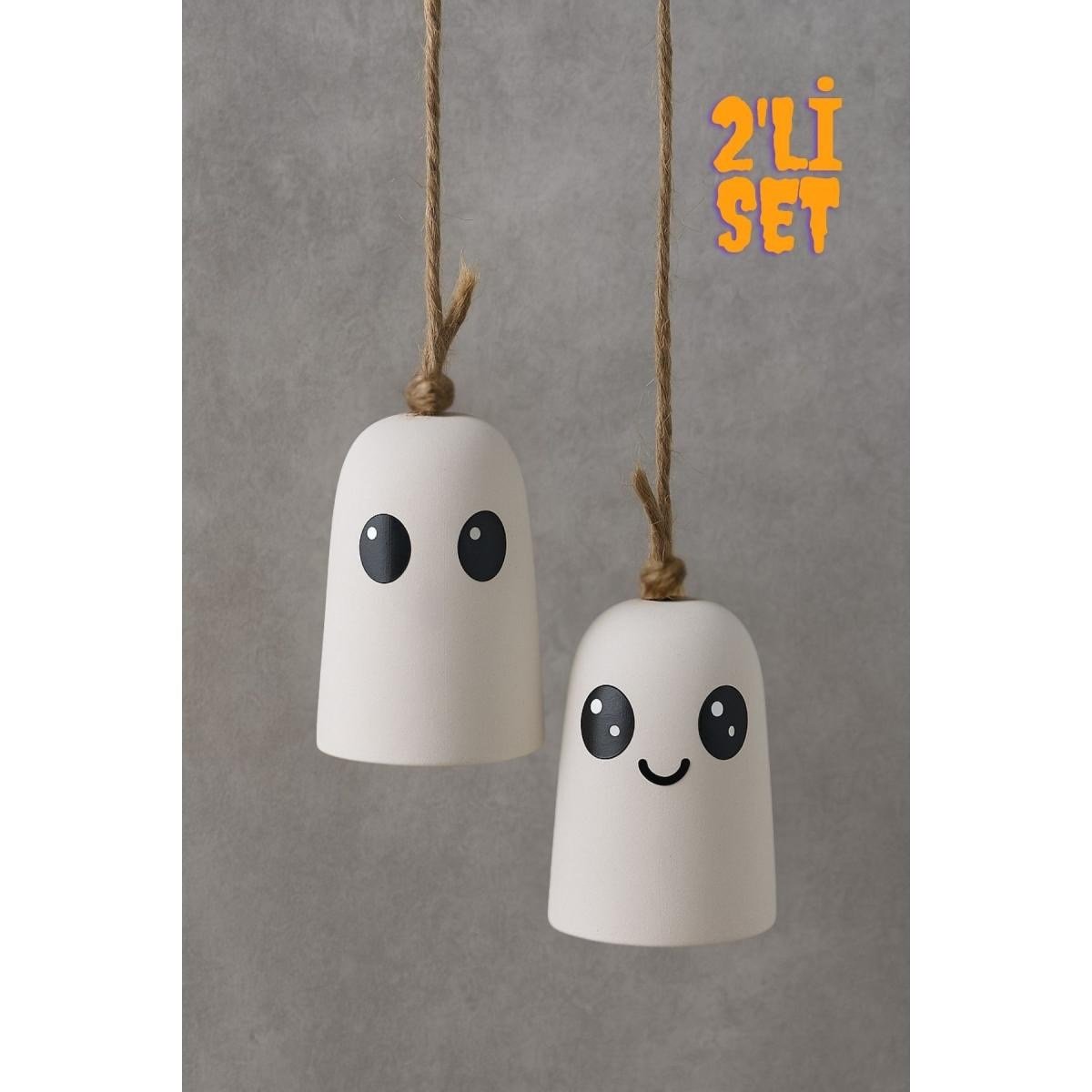 Beige & Stone Halloween Cadılar Bayramı Hayalet Temalı Sevimli Ruhlar Asılabilir Dekor ( 2'li )