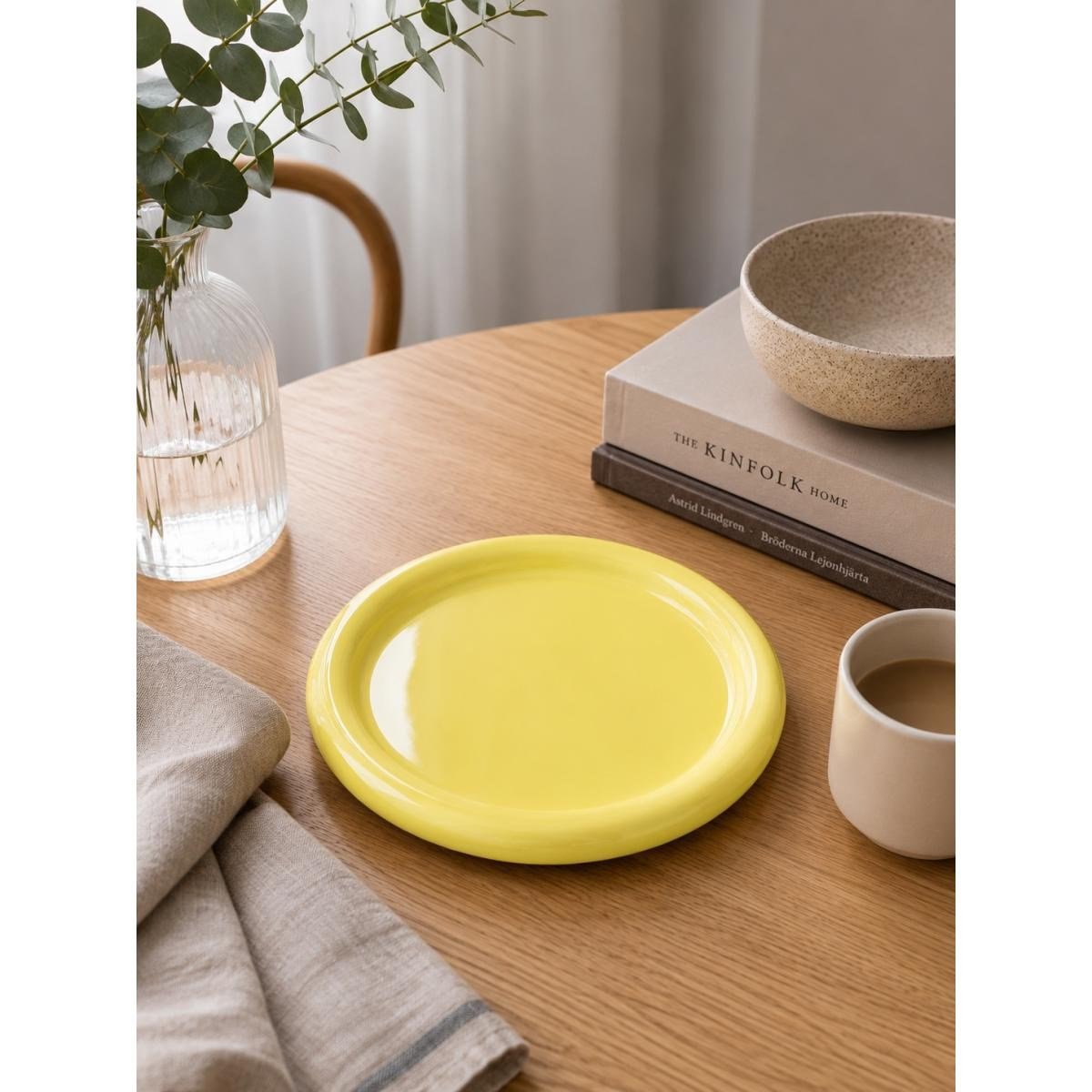Beige & Stone Seramik Sarı Donut Kahvaltı Pasta Yemek Ve Tatlı Servis Tabak 25 Cm