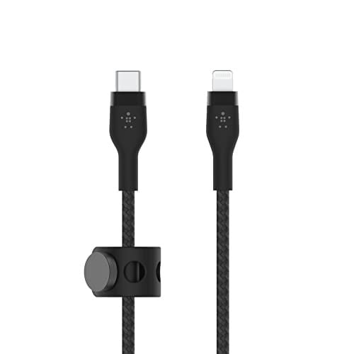 Belkin BoostCharge Pro Flex örgülü USB-C/Lightning kablosu, 1 m, MFI sertifikalı, 20 W, hızlı şarj için, PD Power Delivery ile, iPhone 14/14 Plus, 13, 12, Pro, Max, mini gibi  - Seçenekler: 1M, 2M, 3M