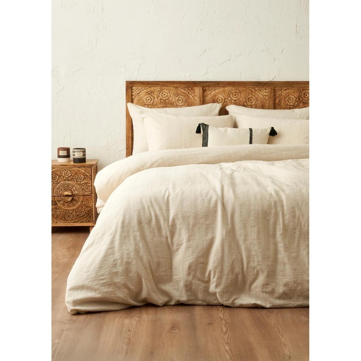 Bella Maison %100 Pamuk Harvey King Size Kişilik Nevresim Takımı Bej (240x220 Cm) Bej