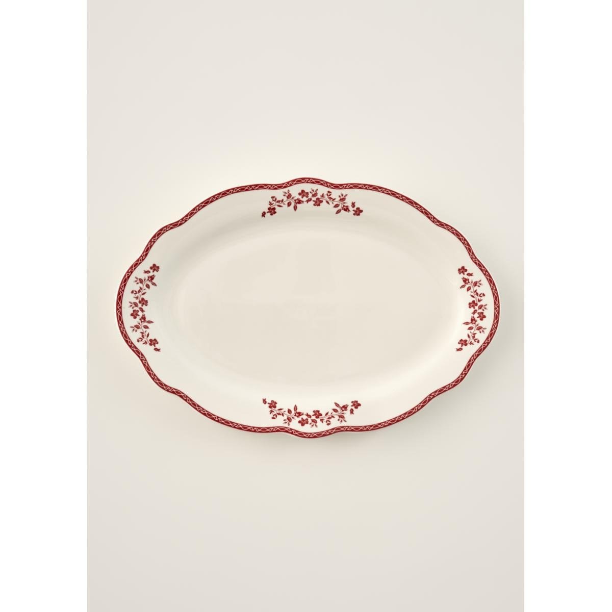 Bella Maison Catherine New Bone Porselen Sunum Tabağı Kırmızı (35,5 Cm) Kırmızı