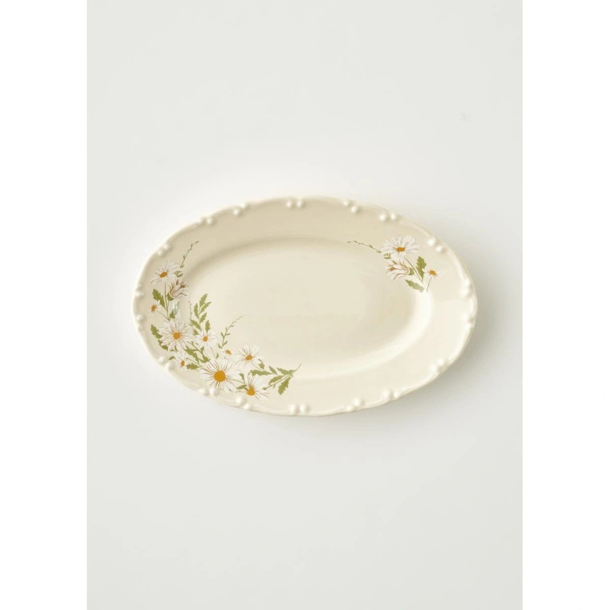 Bella Maison Daisy Porselen Sunum Tabağı Krem (20 Cm) Krem