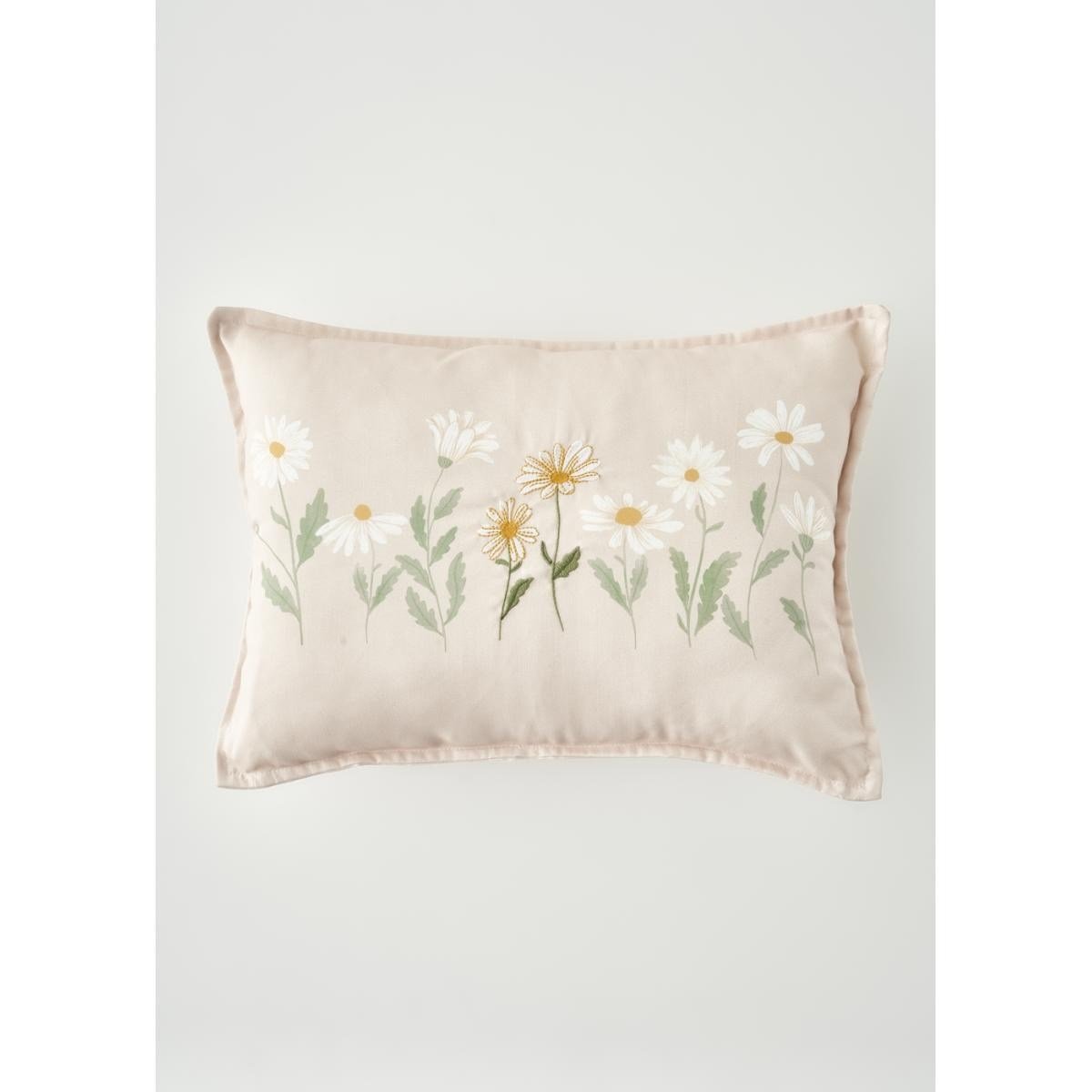 Bella Maison Daisy Volanlı Kenar Nakışlı Dekoratif Yastık Kılıfı Bej (35x50 Cm) Bej