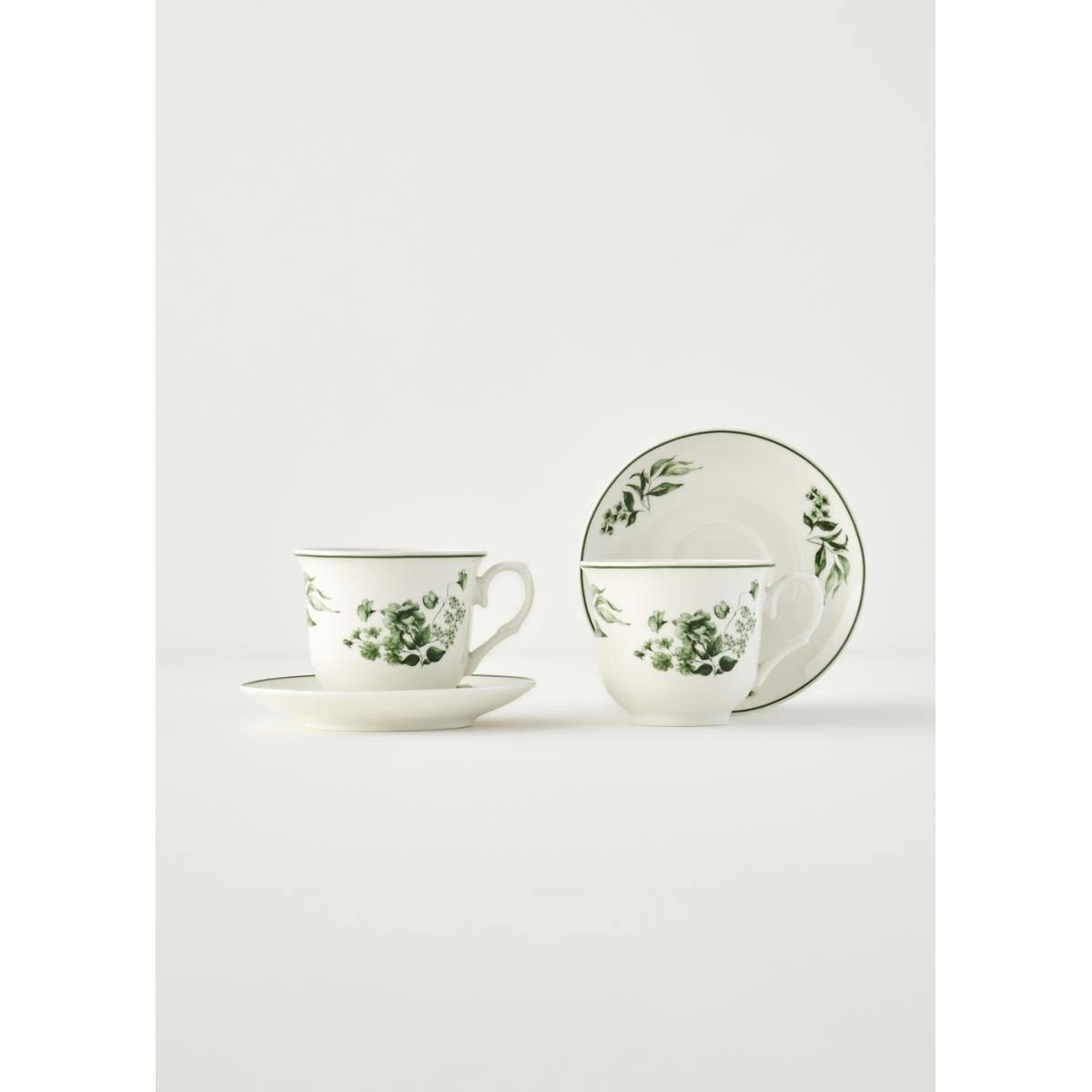 Bella Maison Julia New Bone 2'li Çay Fincanı Seti Yeşil (250 Cc) Yeşil