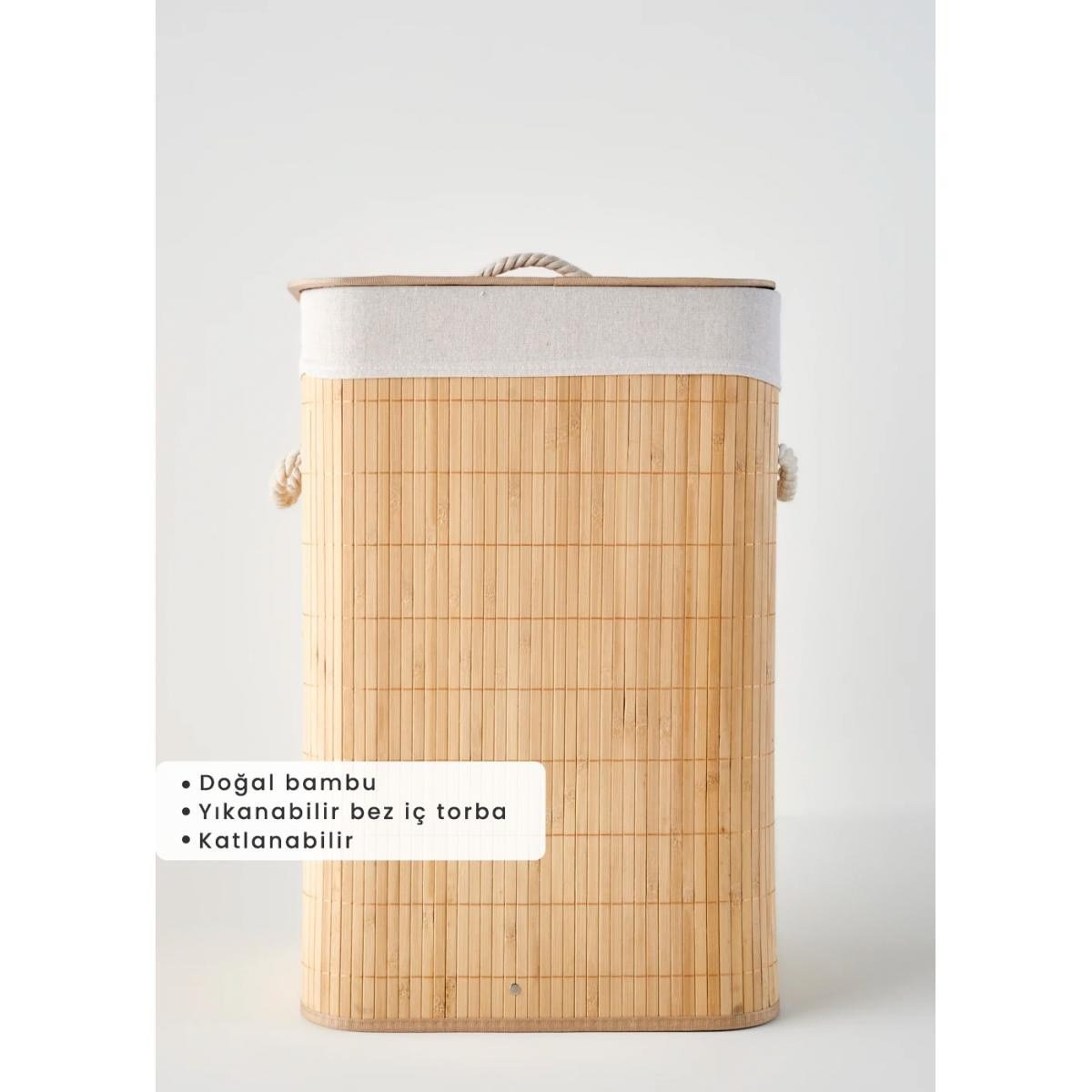 Bella Maison Natura Bambu 3'lü Çamaşır Sepeti Seti Naturel