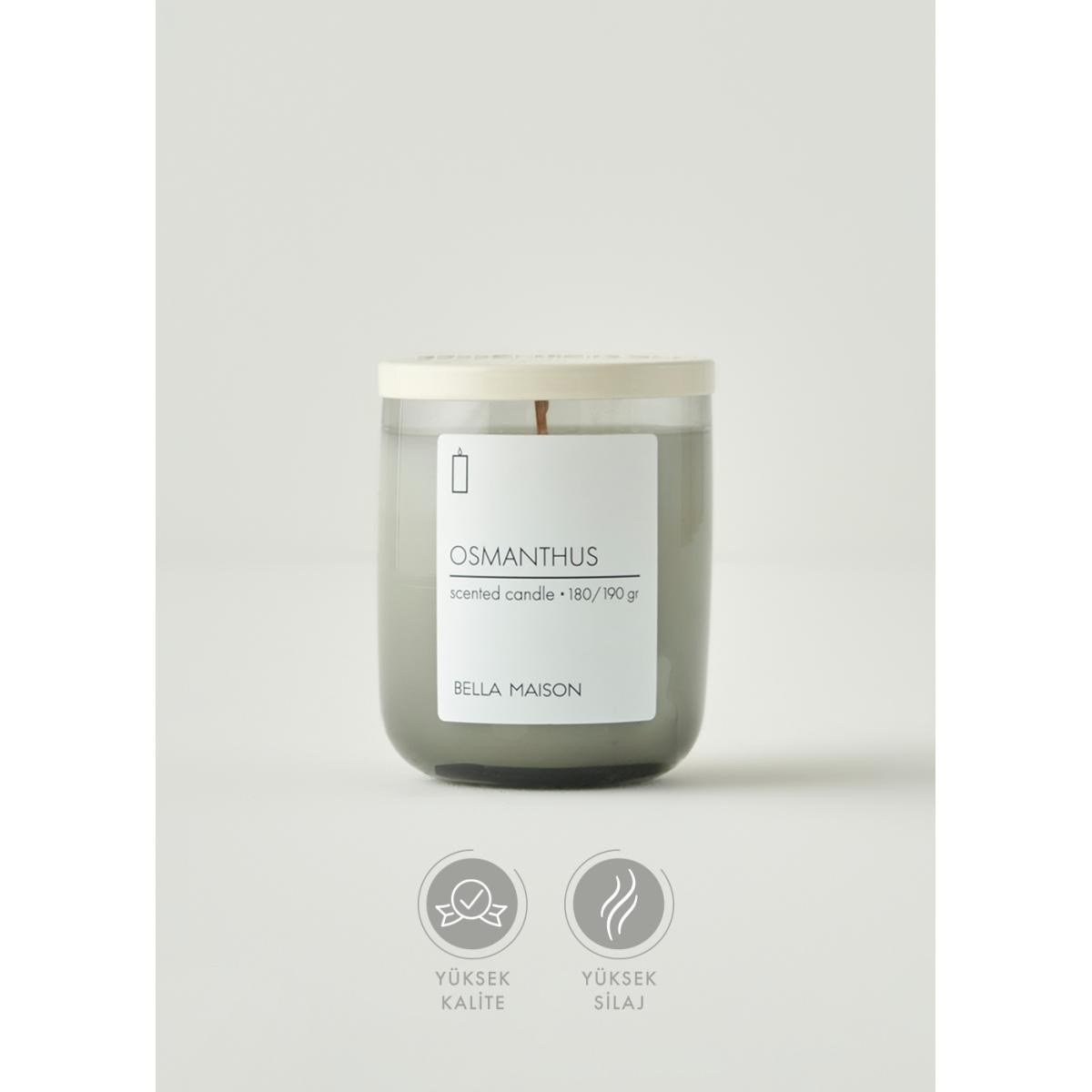 Bella Maison Osmanthus Ahşap Fitilli Soy Wax Mum Antrasit