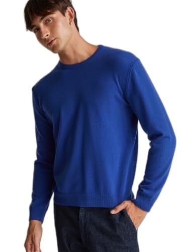 Benetton Erkek Çivit Mavi%100 Merino Bisiklet Yaka Kazak