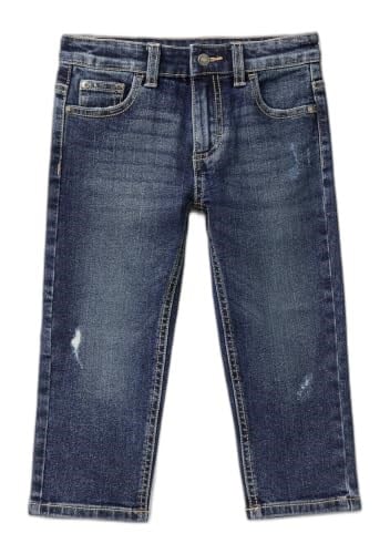 Benetton Erkek Çocuk Koyu Denim Arka Cebi Logolu 5 Cepli Streç Denim Pantolon