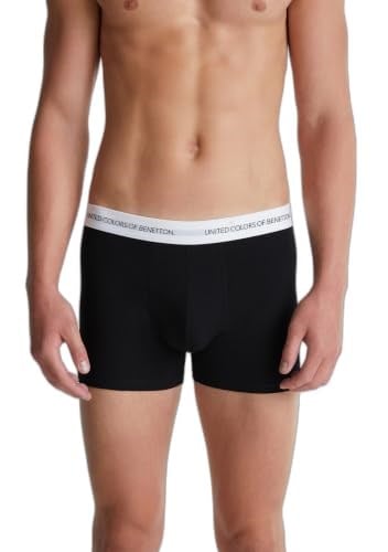Benetton Erkek Siyah Yazı Şeritli Koton Boxer