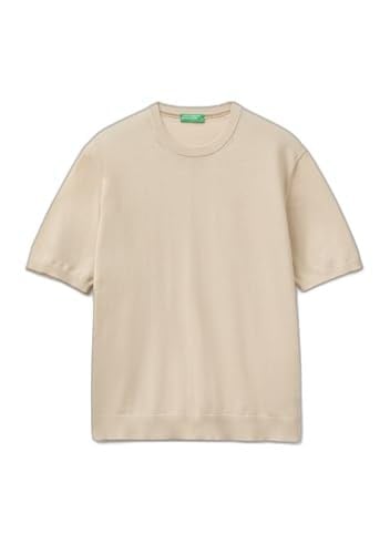 Benetton Erkek Taş%100 Pamuk Ribanalı Kontrast Detaylı Triko T-Shirt