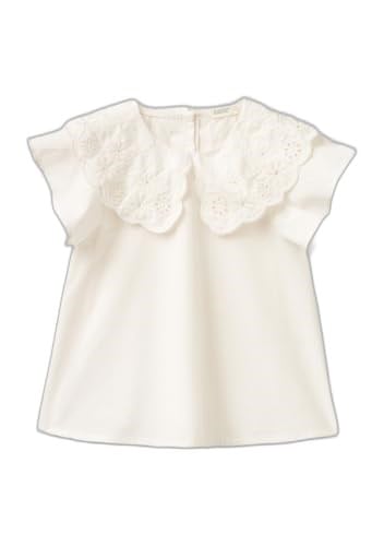 Benetton Kız Çocuk Krem Bebe Yaka Çiçek Motifli Kolları Fırfırlı Gömlek