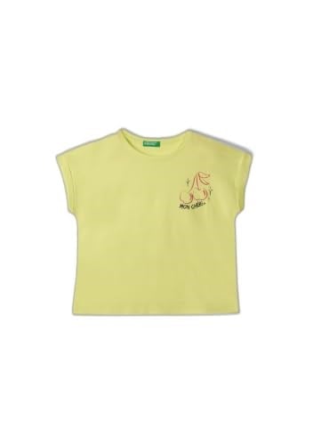Benetton Kız Çocuk Krem Parlak Baskılı Düşük Omuz T-Shirt