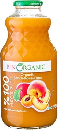 BenOrganic Şeftali Kayısı Elma Suyu 940 ml Cam Şişe